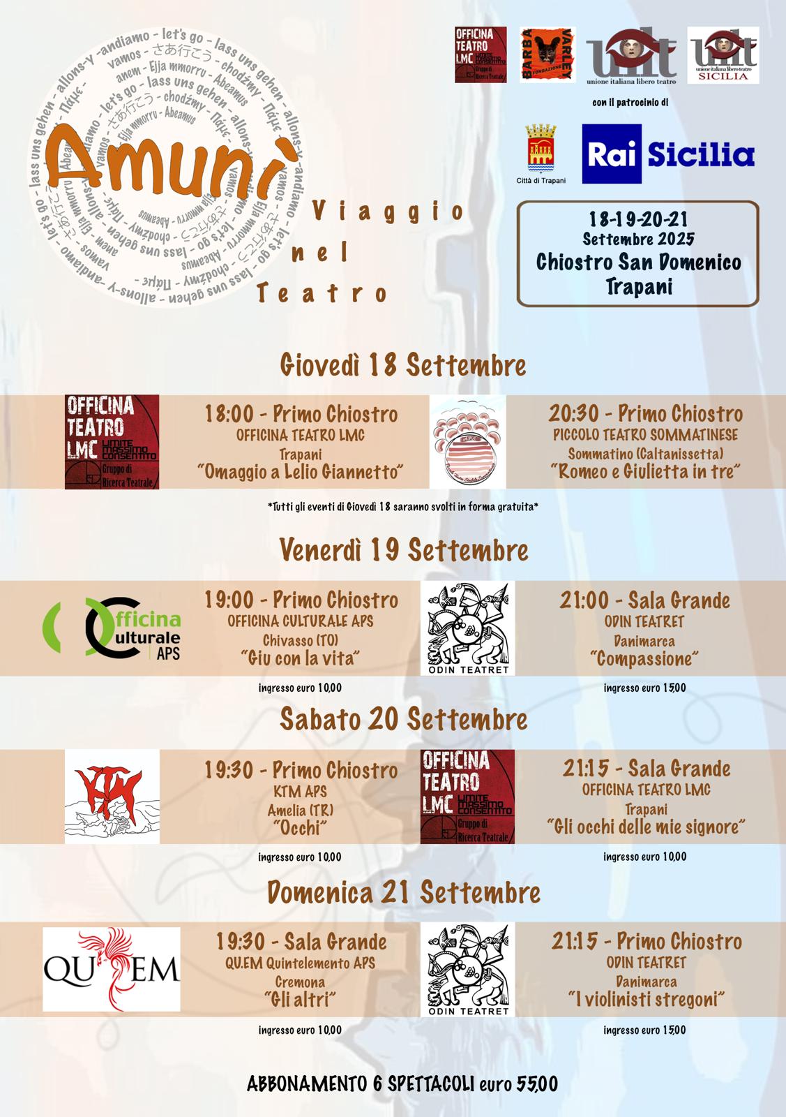 Locandina evento Amunì